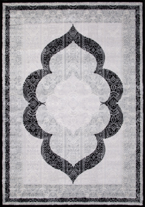 Турецкий прямоугольный ковёр Y502A LIGHT GREY SHIRINK / BLACK