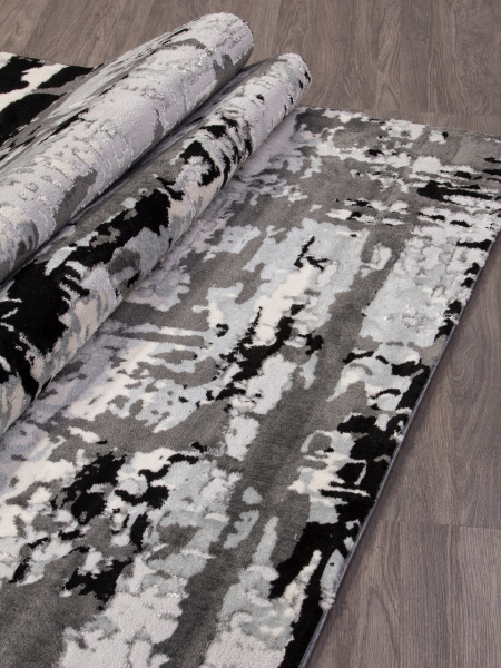 Турецкий прямоугольный ковёр Y504A LIGHT GREY SHIRINK / BLACK