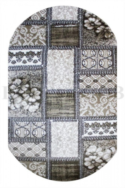 Казахстанский овальный ковёр W207B,V.Beige/L.Brown