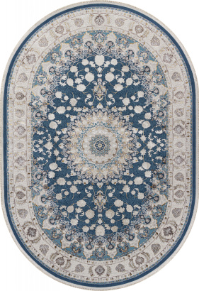 Турецкий овальный ковёр A050B D.BLUE / CREAM