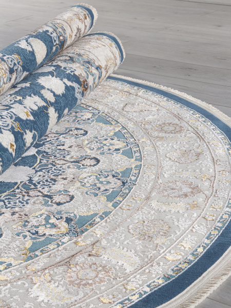 Турецкий овальный ковёр A050B D.BLUE / CREAM
