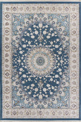 Турецкий прямоугольный ковёр A050B D.BLUE / CREAM