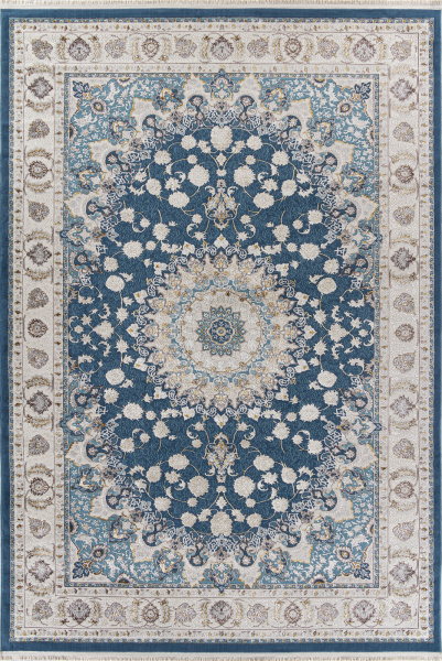 Турецкий прямоугольный ковёр A050B D.BLUE / CREAM