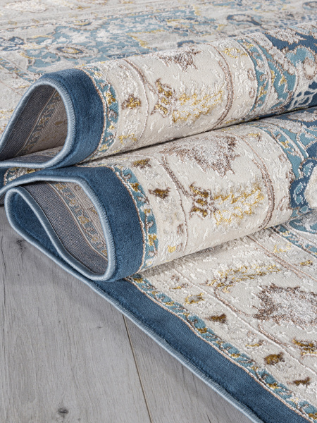 Турецкий прямоугольный ковёр A050B D.BLUE / CREAM