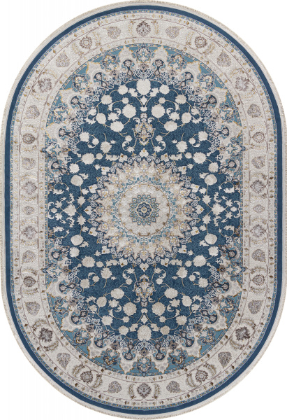 Турецкий овальный ковёр A050B D.BLUE SHIRINK / CREAM