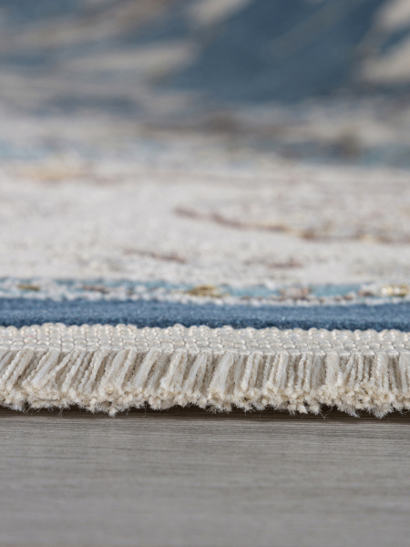 Турецкий овальный ковёр A050B D.BLUE SHIRINK / CREAM