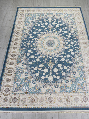 Турецкий прямоугольный ковёр A050B D.BLUE SHIRINK / CREAM