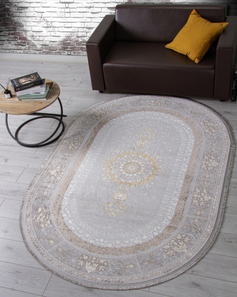 Турецкий овальный ковёр A053B LIGHT GREY SHRINK / LIGHT GREY SHRINK
