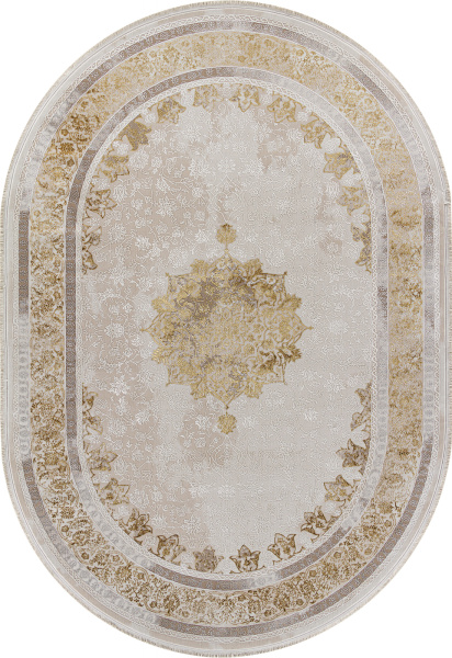 Турецкий овальный ковёр A064A CREAM / GOLD FDY
