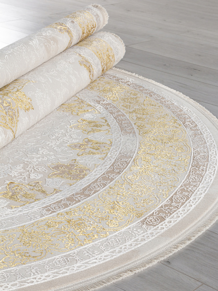 Турецкий овальный ковёр A064A CREAM / GOLD FDY