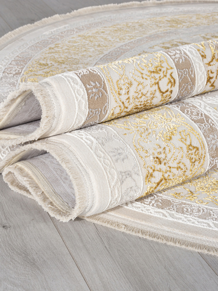 Турецкий овальный ковёр A064A CREAM / GOLD FDY