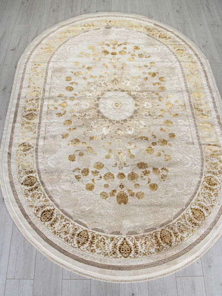 Турецкий овальный ковёр A123B CREAM / GOLD FDY