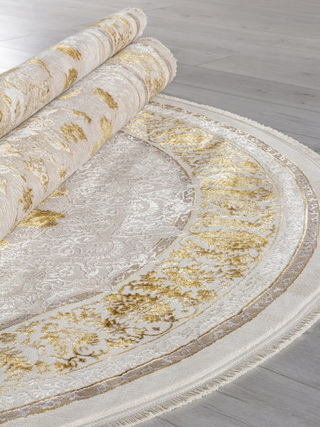 Турецкий овальный ковёр A123B CREAM / GOLD FDY