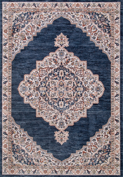 Турецкий прямоугольный ковёр 0B2090 D.BLUE / IVORY